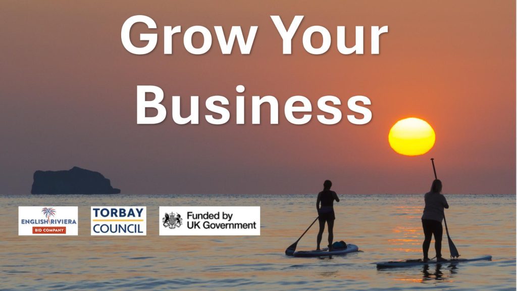 Picture of paddleboarders at sunset for Grow your business Torbay
