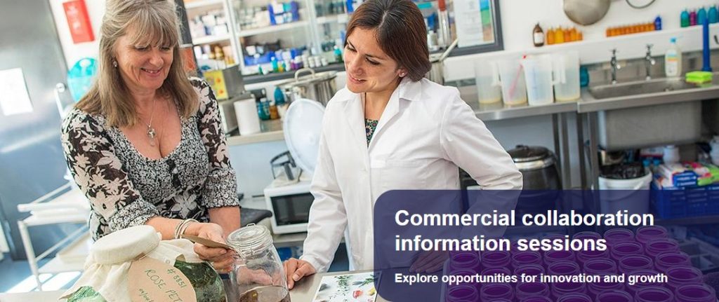 Photo of people in a lab with text about university of plymouth collaboration sessions
