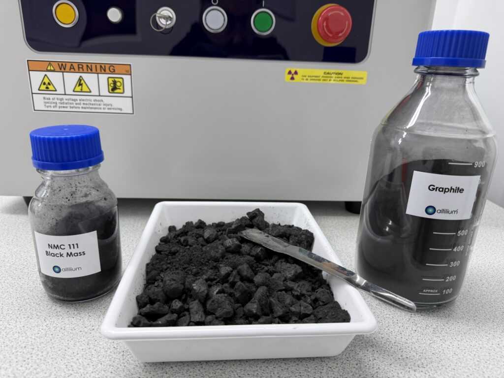 Photo of graphite in tray (Photo credit: altilium)
